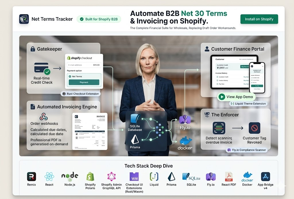 Net Terms Tracker Shopify App Interface